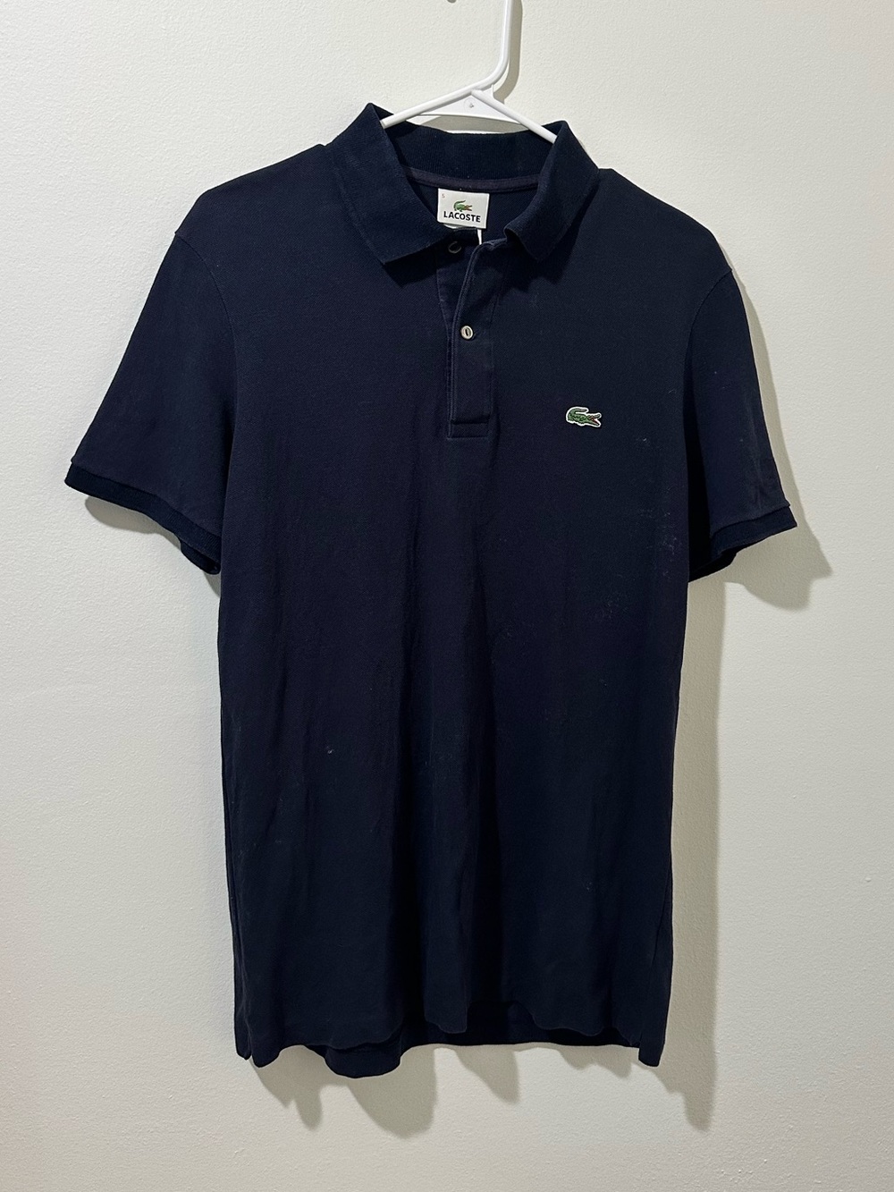Lacoste Men's Dark Navy Polo with Embroidered Croc